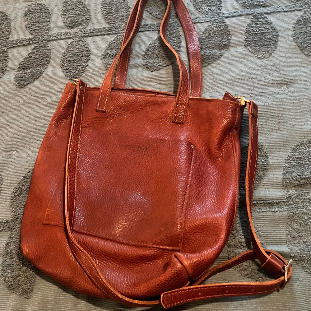 Portland Leather Goods NUTMEG cross body tote. Gently worn. Beautiful pebbling.